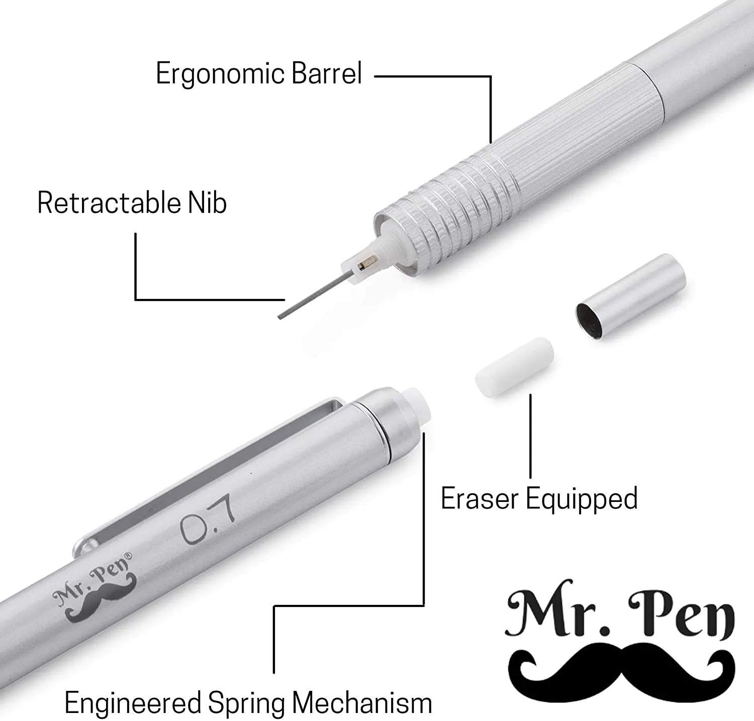 All-Metal Mechanical Pencil with Case, 0.7mm, Gift-Ready