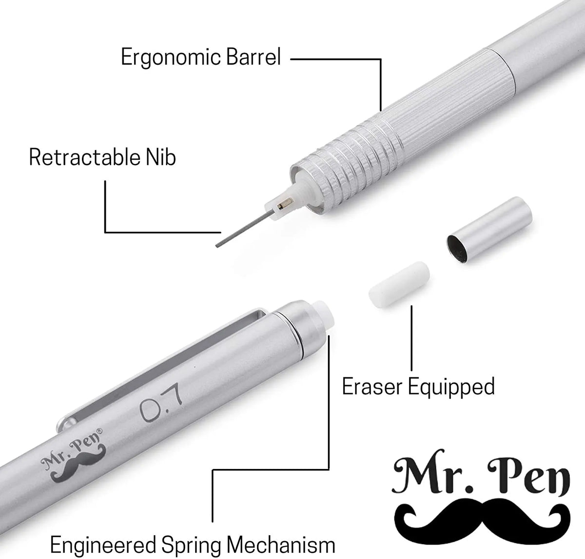 All-Metal Mechanical Pencil with Case, 0.7mm, Gift-Ready