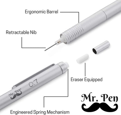 All-Metal Mechanical Pencil with Case, 0.7mm, Gift-Ready