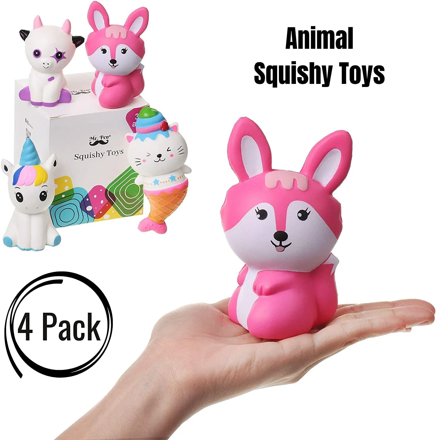 Jumbo Squishies Slow Rising, 4 Pack, Cute Squeeze Toys