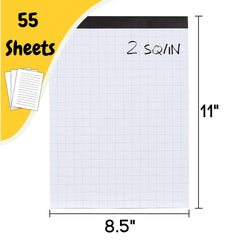 Graph Paper Pad 8.5 x 11, 2x2 Grid, 55 Sheets, Quad Ruled