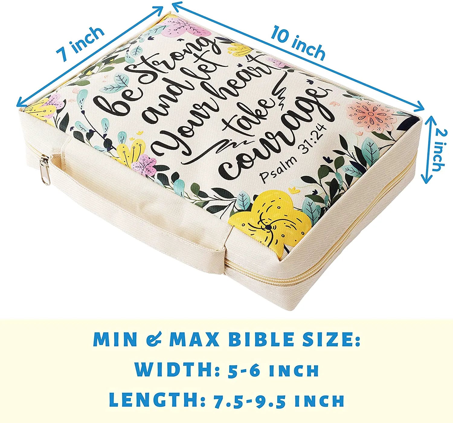 Bible Cover & Case for Women – Durable Canvas Bible Bag with Handle, Fits Standard Study Bibles