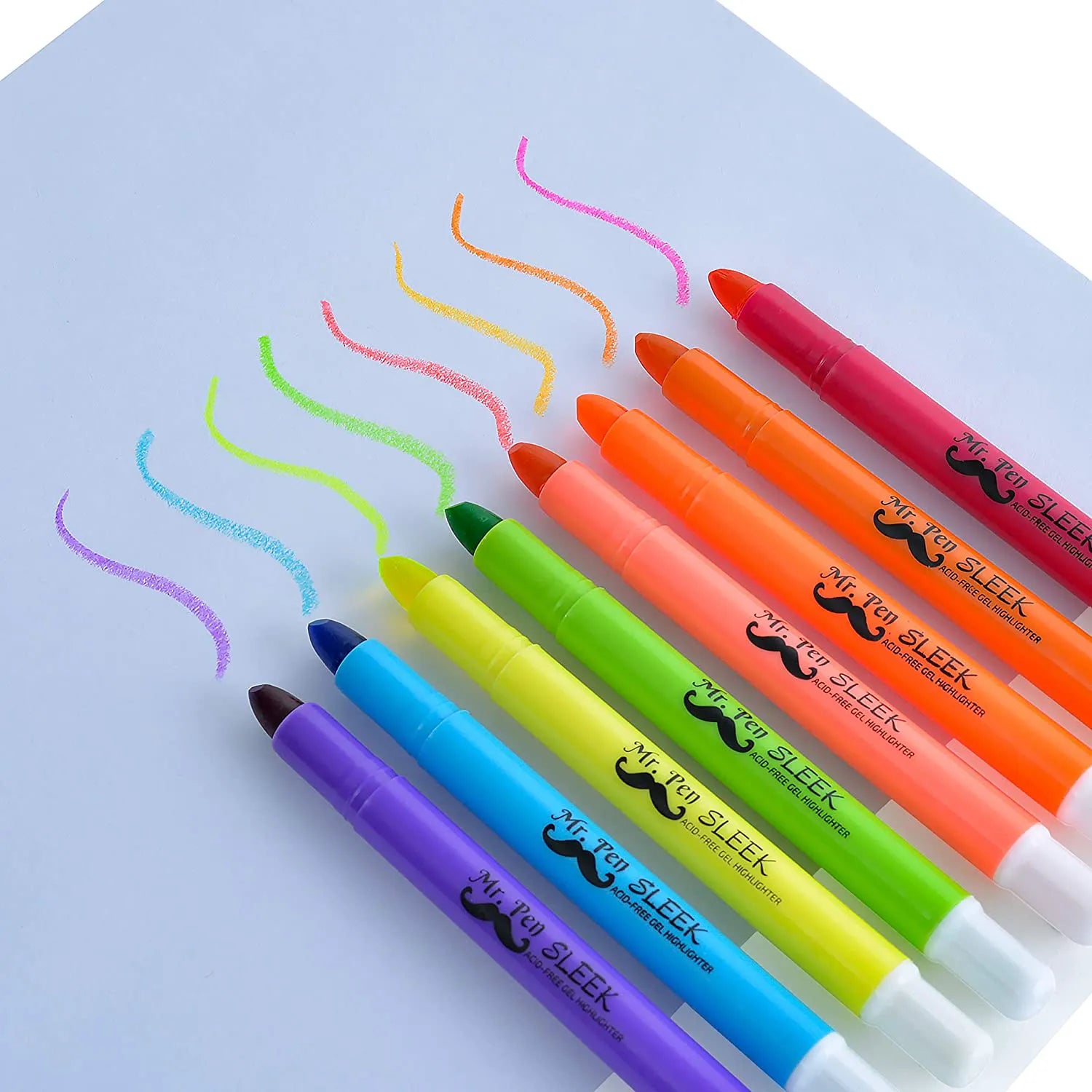 Bible Gel Highlighters (8 Pack) - Assorted Colors, No-Bleed, Twist-Up, Sharpenable Tips for Journaling & Study