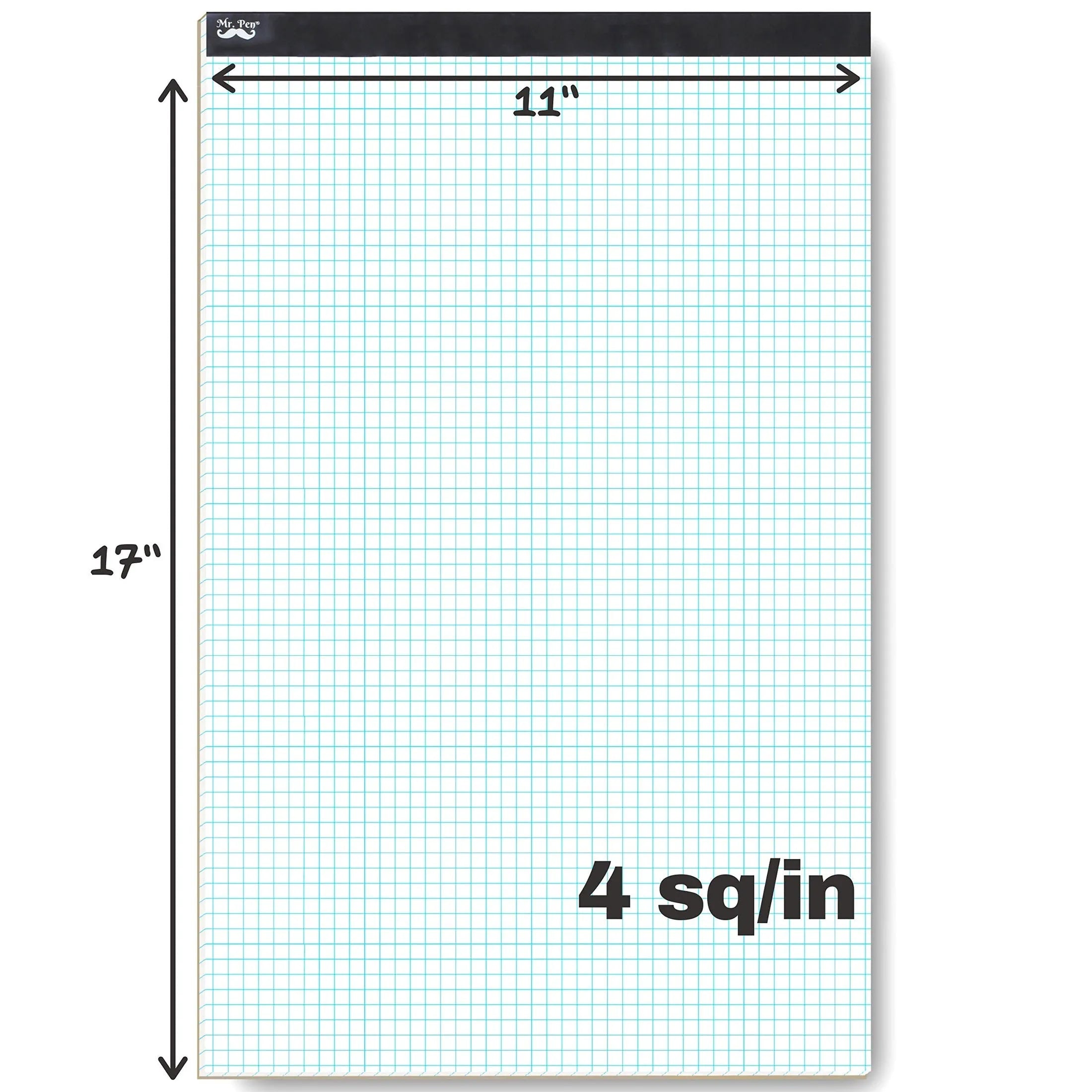 Graph Paper Pad 17x11, 4x4 Grid (4 Squares/Inch), 22 Sheets, White