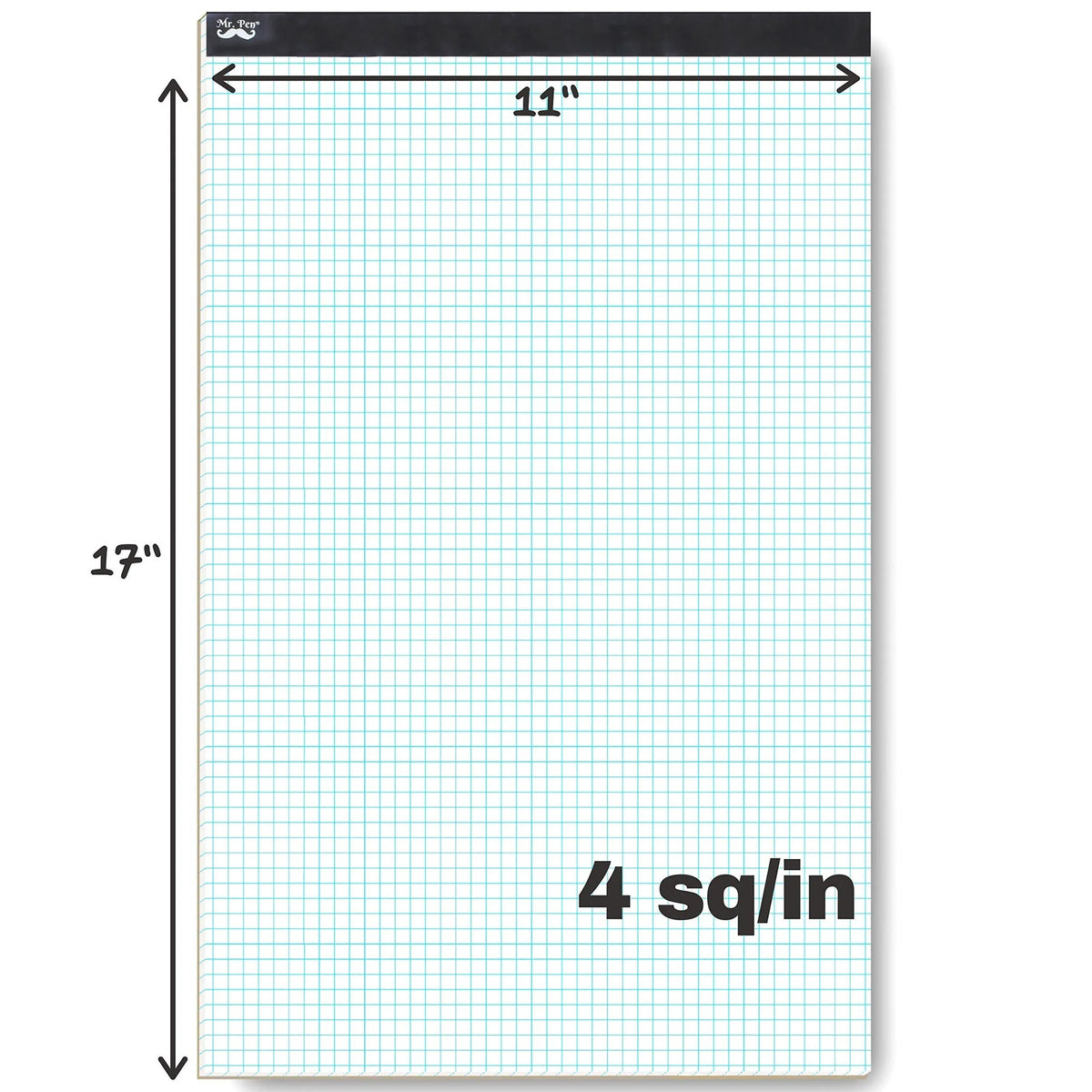 Graph Paper Pad 17x11, 4x4 Grid (4 Squares/Inch), 22 Sheets, White