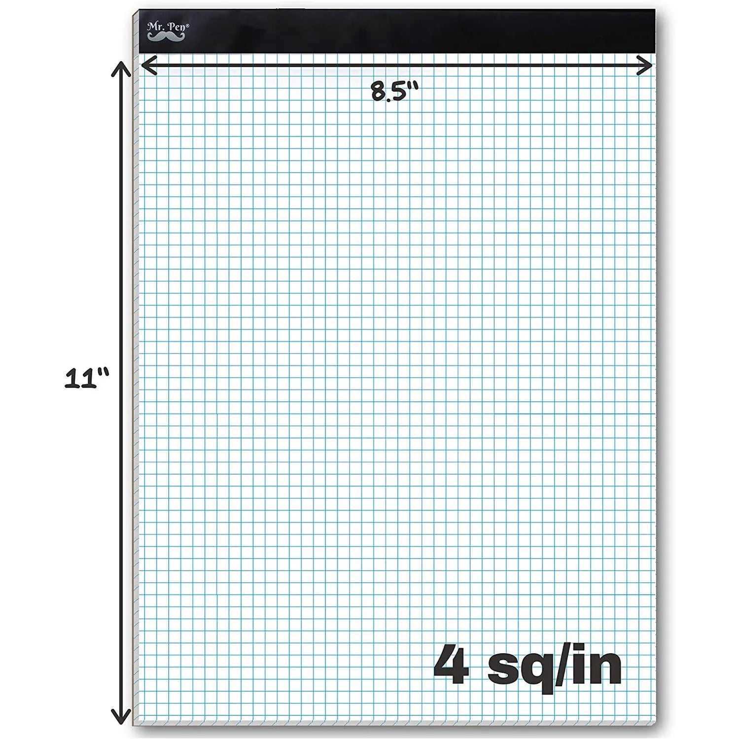Graph Paper Pad 11" x 8.5", 4x4 Grid (4 Squares/Inch), 55 Sheets, Quad Ruled