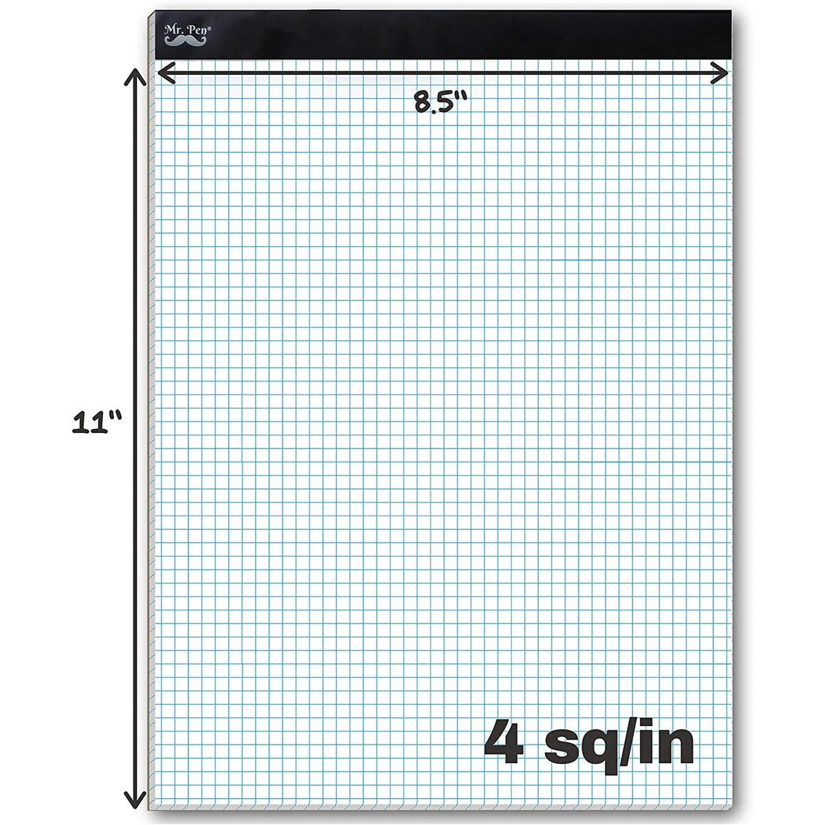 Graph Paper Pad 11" x 8.5", 4x4 Grid (4 Squares/Inch), 55 Sheets, Quad Ruled