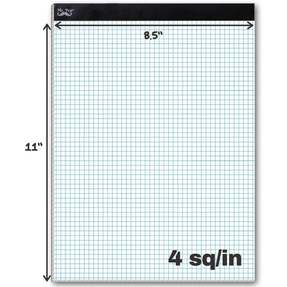 Graph Paper Pad 11" x 8.5", 4x4 Grid (4 Squares/Inch), 55 Sheets, Quad Ruled