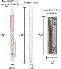 Cute Mechanical Pencil Set with 0.7mm Lead and Erasers (16 Pieces)