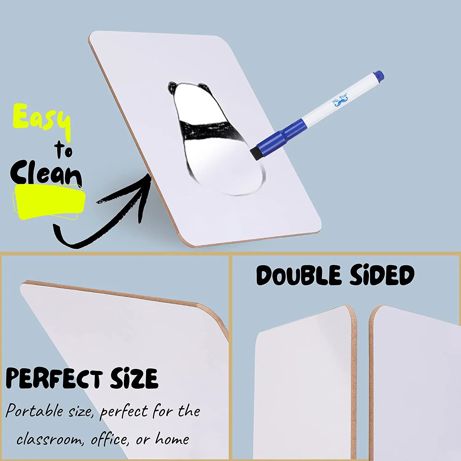 Kids Small Double-Sided Dry Erase Board with 3 Markers