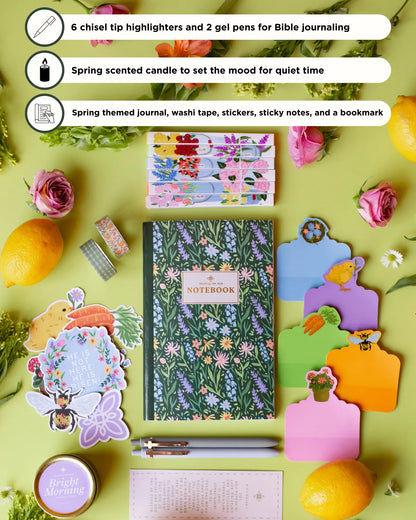 Mr. Pen Spring Bible Journaling Kit - Limited Edition Gift Set with Highlighters, Gel Pens, Washi Tape, Sticky Notes, Stickers, Scented Candle, and Bookmark