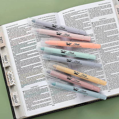 Gel Highlighters, 8 Pack, No-Bleed, Twist-Up Design, Sharpenable Tips, Smooth Glide, Perfect for Bible Pages