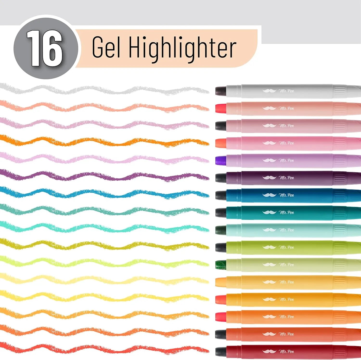 Bible Gel Highlighters, 16 Pack, Assorted Colors, No-Bleed, Twist-Up, Sharpenable Tips