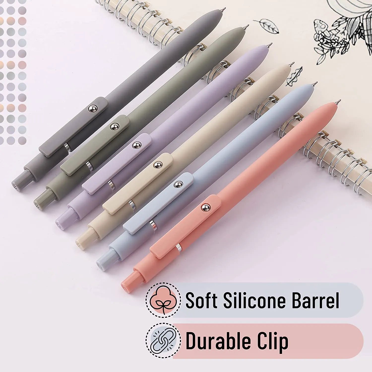 Retractable Fine Point Gel Pens - 6 & 12 Pack, Morandi & Vintage Barrels, Black Ink