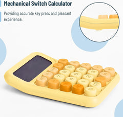 Large LCD 12-Digit Mechanical Calculator with Big Buttons, Orange