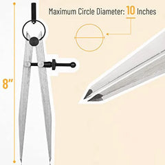 8-Inch Adjustable Leather Compass with Carbon Steel Divider