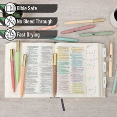 12-Pack Aesthetic Gel Highlighters & Pens, Pastel Colors, No Bleed Through for Bible Study
