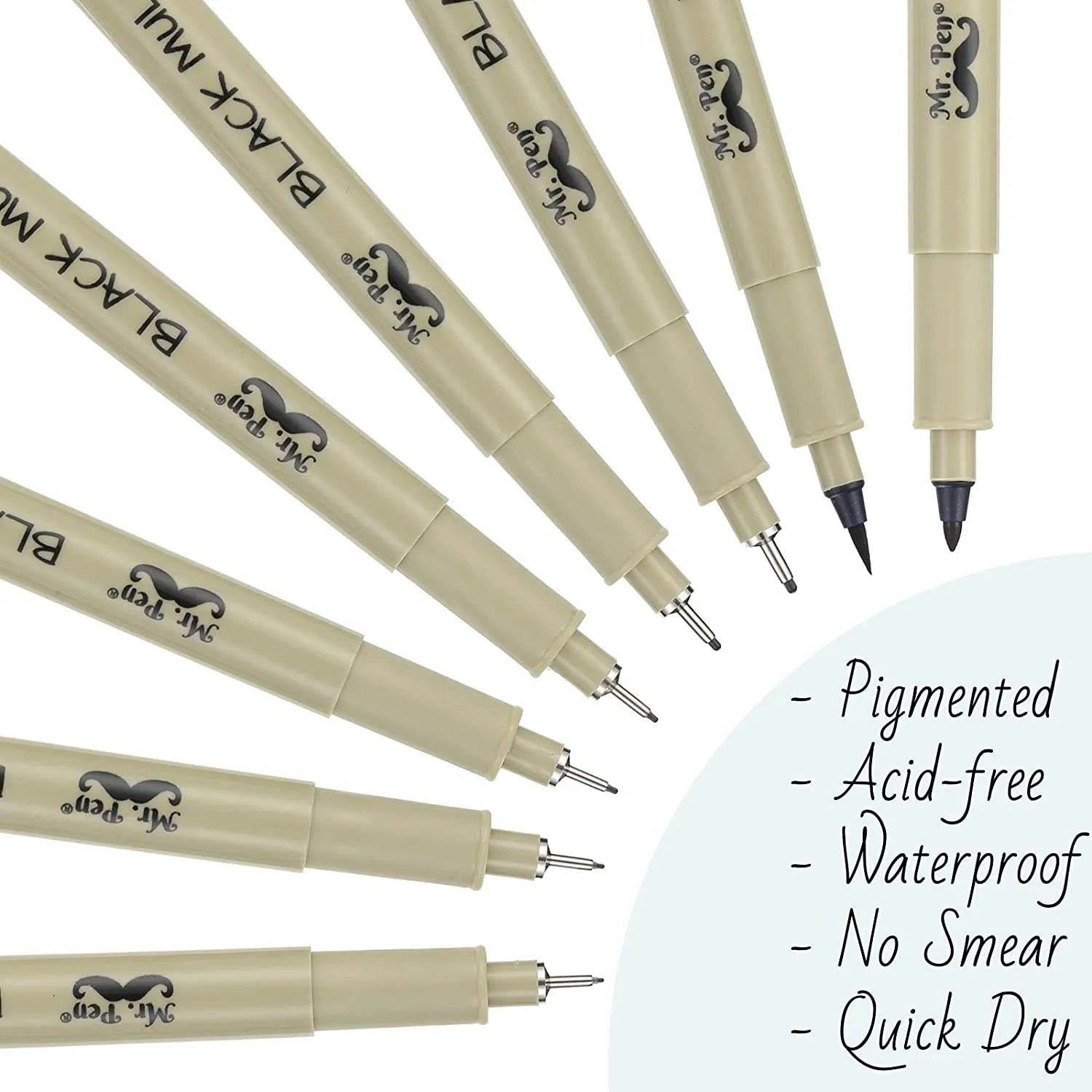 Fineliner Drawing Pens, 8 Pack Black Multiliner Set, Waterproof Ink for Sketching, Notes & Bible Journaling