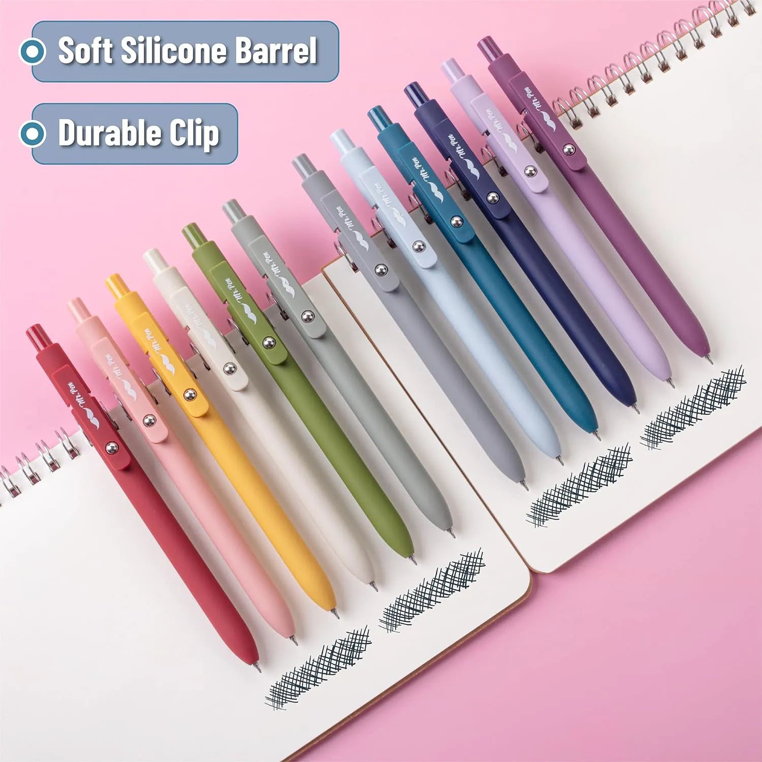 Retractable Gel Pens (6 or 12 Pack) - Morandi & Vintage Barrels, Black Ink, Fine Point 0.5mm, Fast Dry