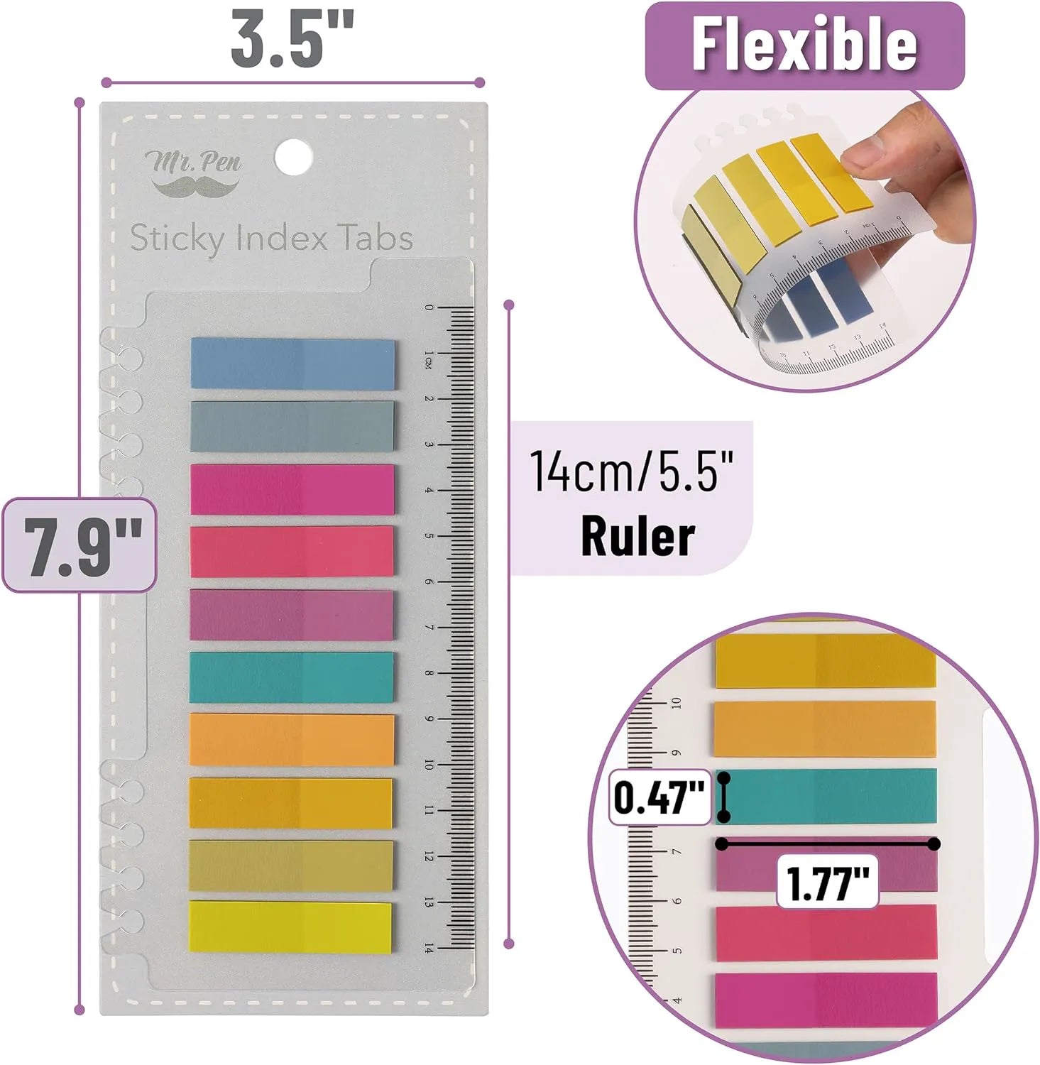 Sticky Tabs - 1600 Pcs Colorful Transparent Book Tabs, Sticky Note Tabs, Page Markers, Book Markers, Page Tabs, and Annotating Sticky Tabs for Books