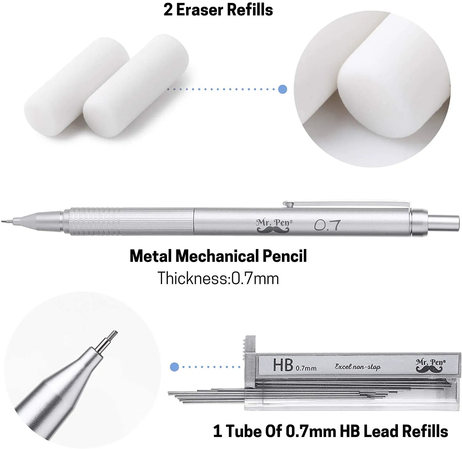 All-Metal Mechanical Pencil with Case, 0.7mm, Gift-Ready