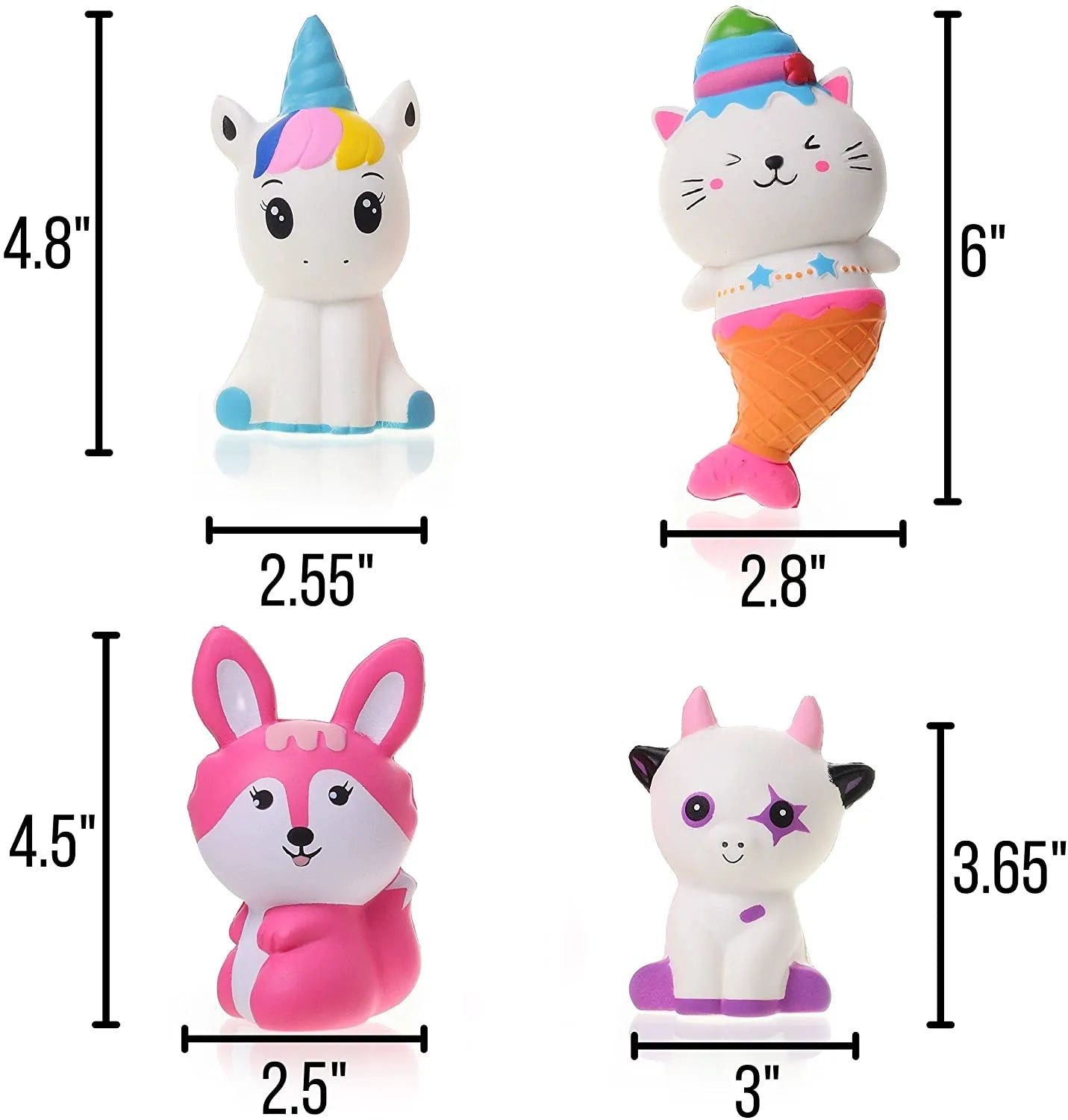 Jumbo Squishies Slow Rising, 4 Pack, Cute Squeeze Toys