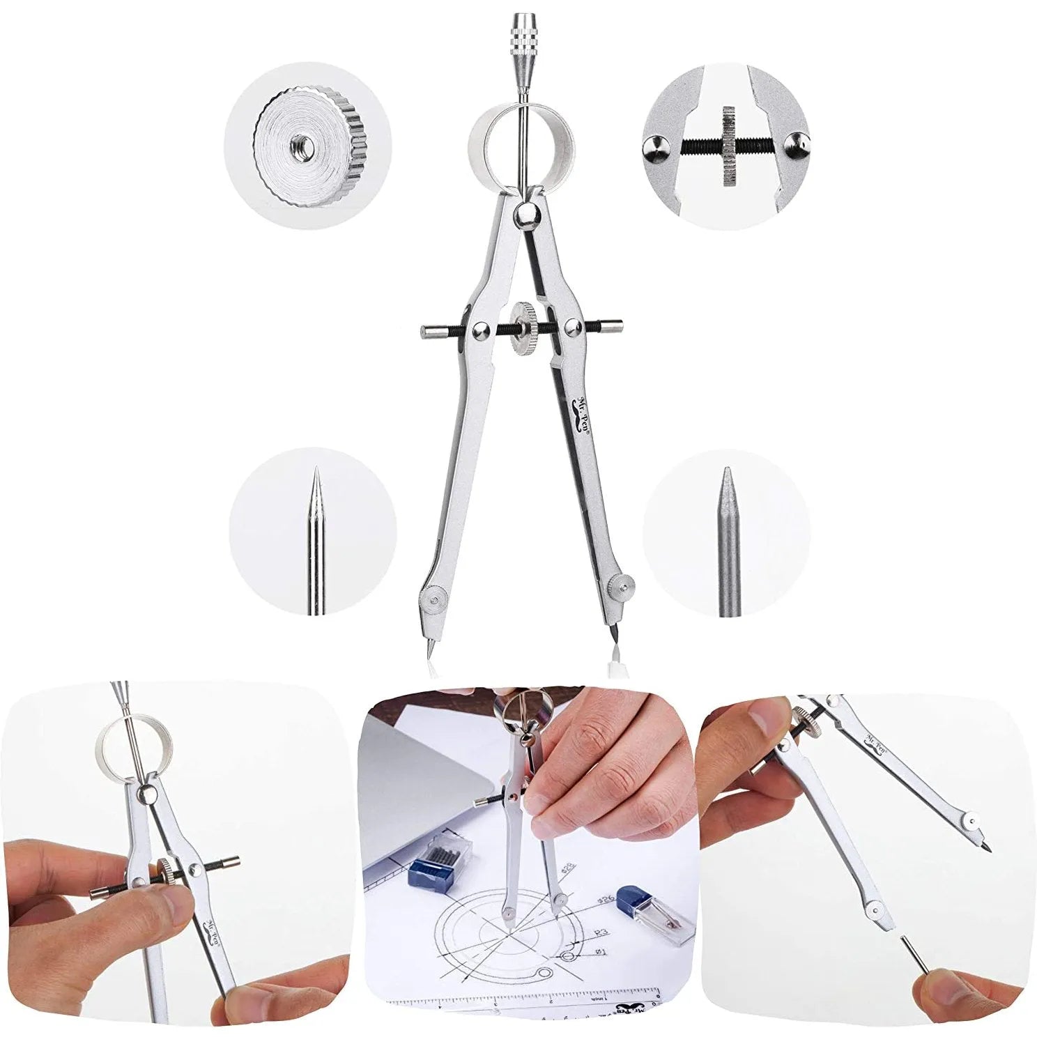 Metal Compass and Transparent Protractor Set