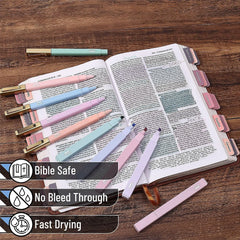 Aesthetic Highlighter & Ballpoint Pen Set (12 Pack) - No-Bleed, Soft Colors, Chisel Tip + Pens for Journaling & Study