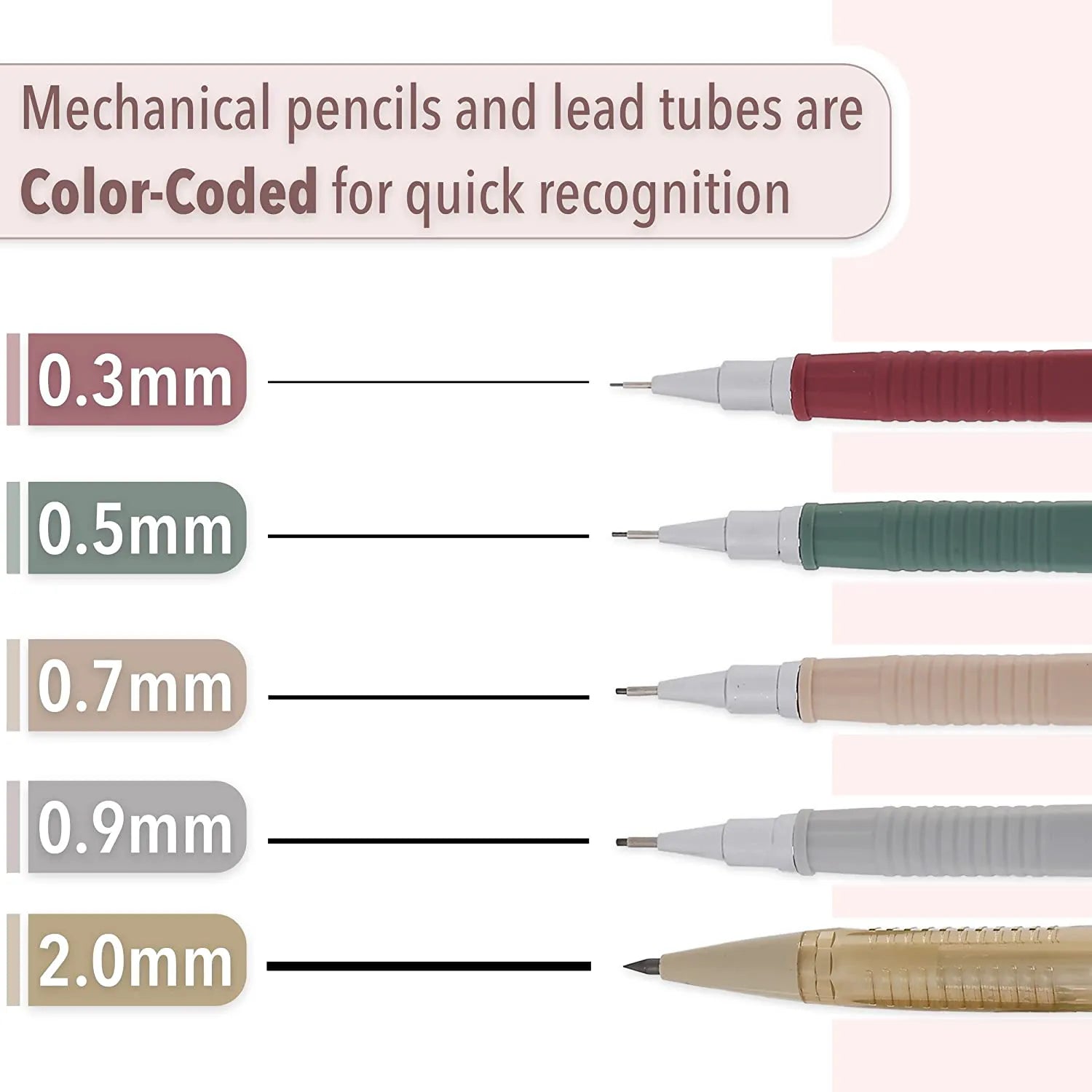 Vintage Mechanical Pencil Set - 5 Sizes with HB Leads