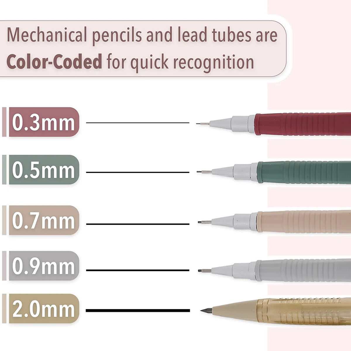 Vintage Mechanical Pencil Set - 5 Sizes with HB Leads