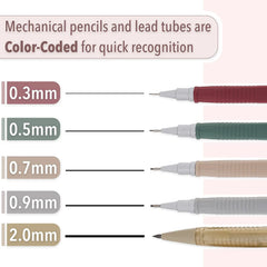 Vintage Mechanical Pencil Set - 5 Sizes with HB Leads
