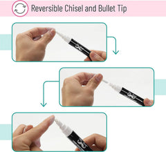 White Chalk Markers (8 Pack) with Reversible Tip - Erasable