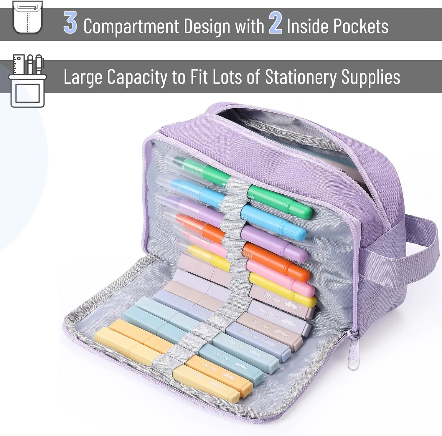 Large Capacity Pencil Case with 5 Color Options - Pencil Pouch, Pen Bag, School & College Supplies