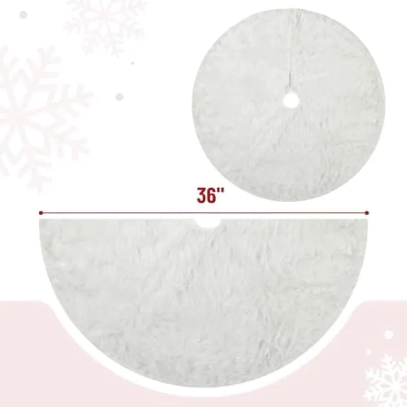 Mr. Pen Christmas Tree Skirt, 36 Inch, White Faux Fur