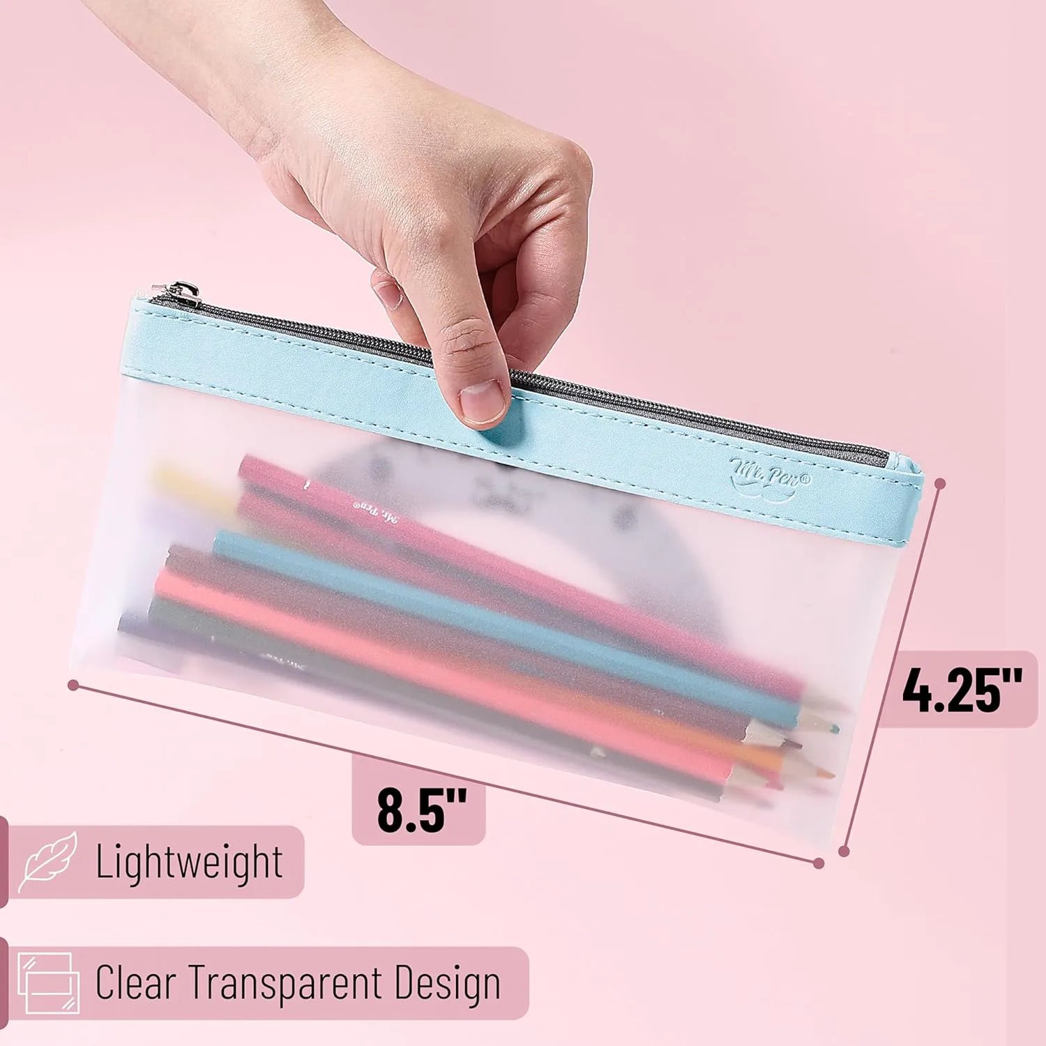 Clear Pencil Pouches (3-Pack) - Transparent TPU Zipper Bags for School, Travel & Makeup