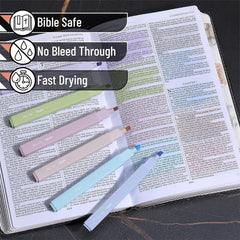 16 Pack No-Bleed Bible Highlighters & Pens, Pastel Colors, Black Ink, Aesthetic Design