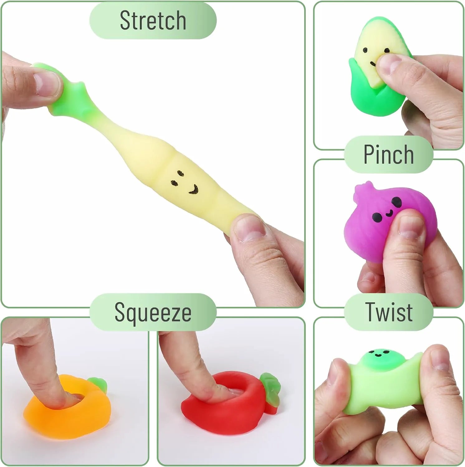 Vegetable Squishy Toys - 12 Pack of Soft Mini Squishies