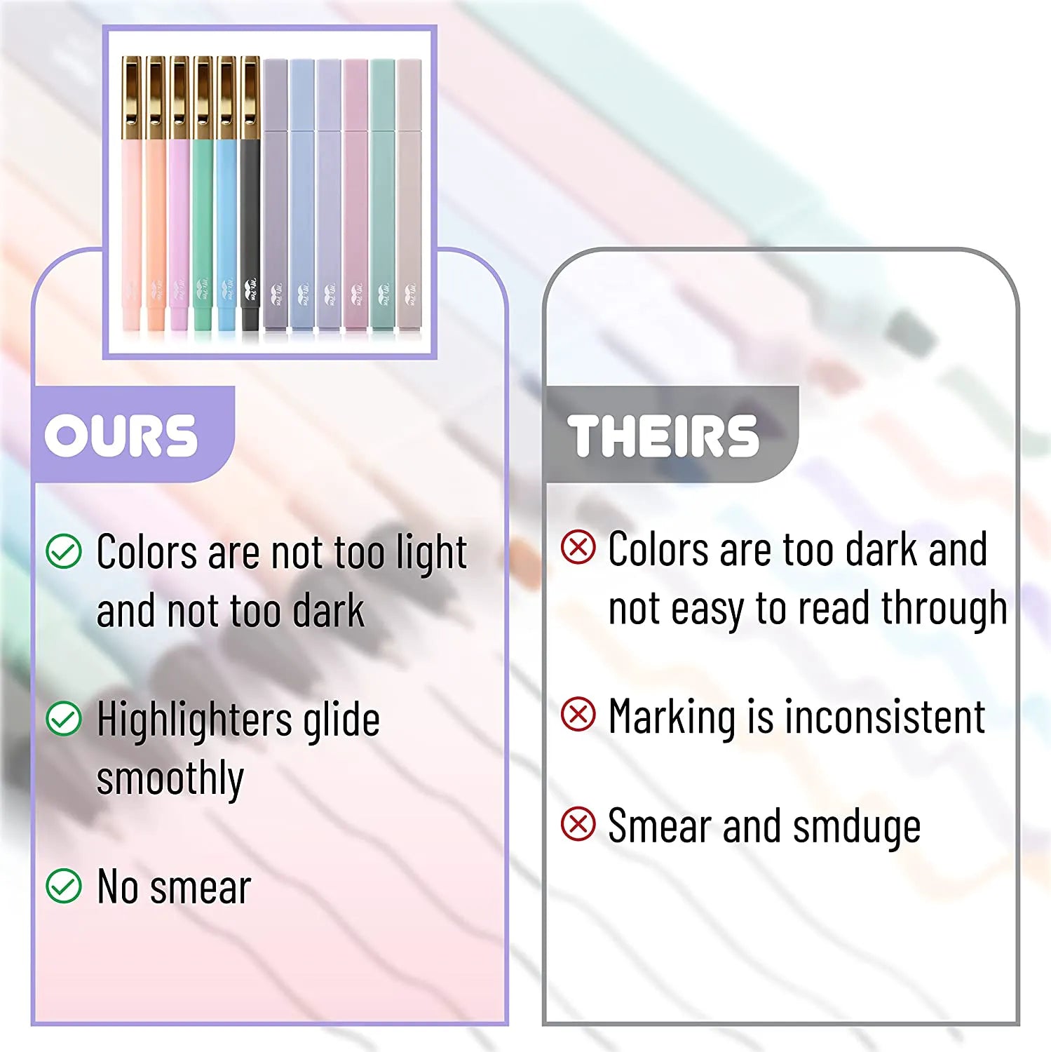 Aesthetic Highlighters & Ballpoint Pens, 12 Pack