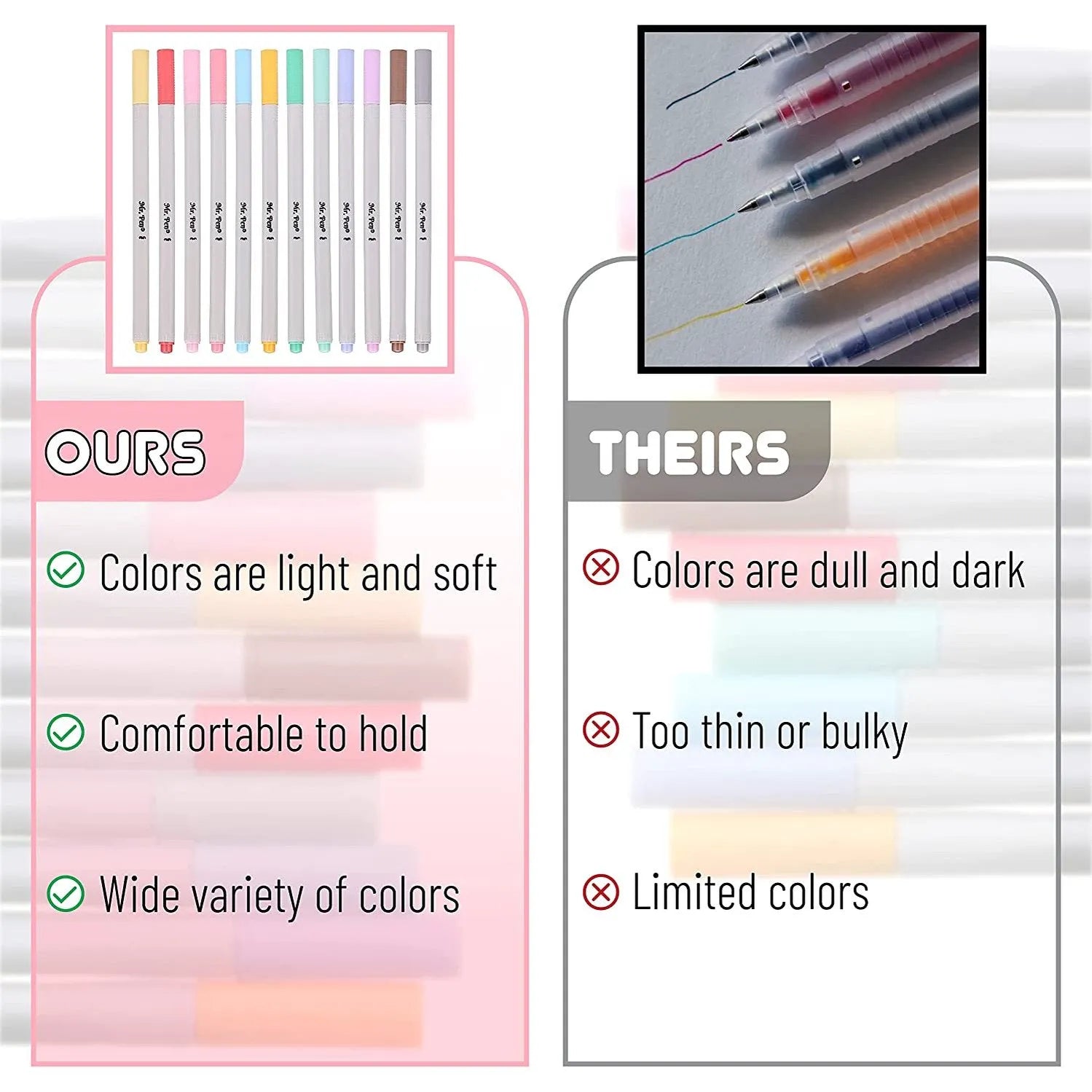 Pastel Fine Point Fineliner Pens - 12 Pack
