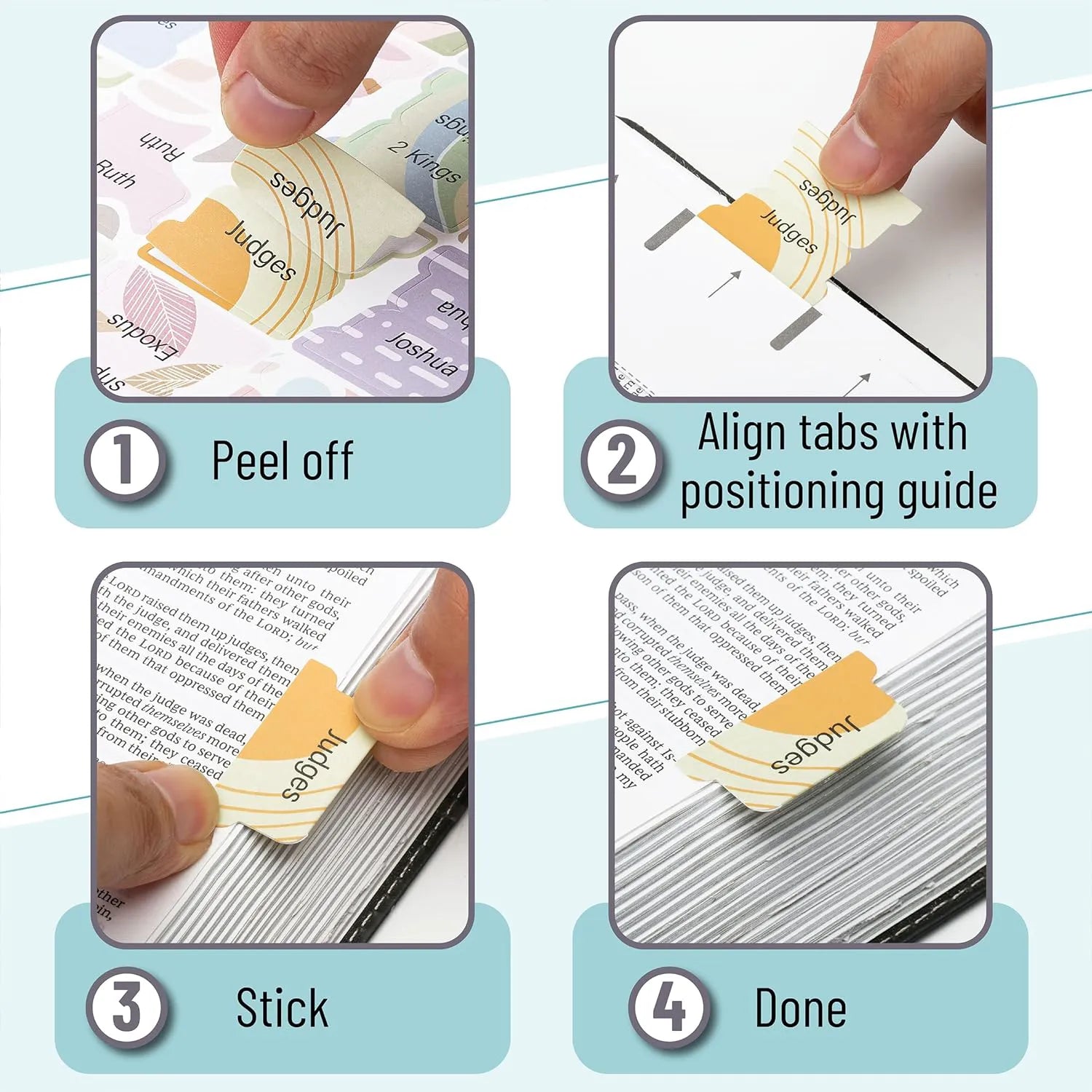 Bible Tabs (120 Count) - Laminated, Easy Apply, Old & New Testament with 30 Customizable Blank Tabs