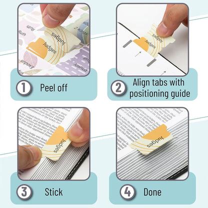 Bible Tabs (120 Count) - Laminated, Easy Apply, Old & New Testament with 30 Customizable Blank Tabs