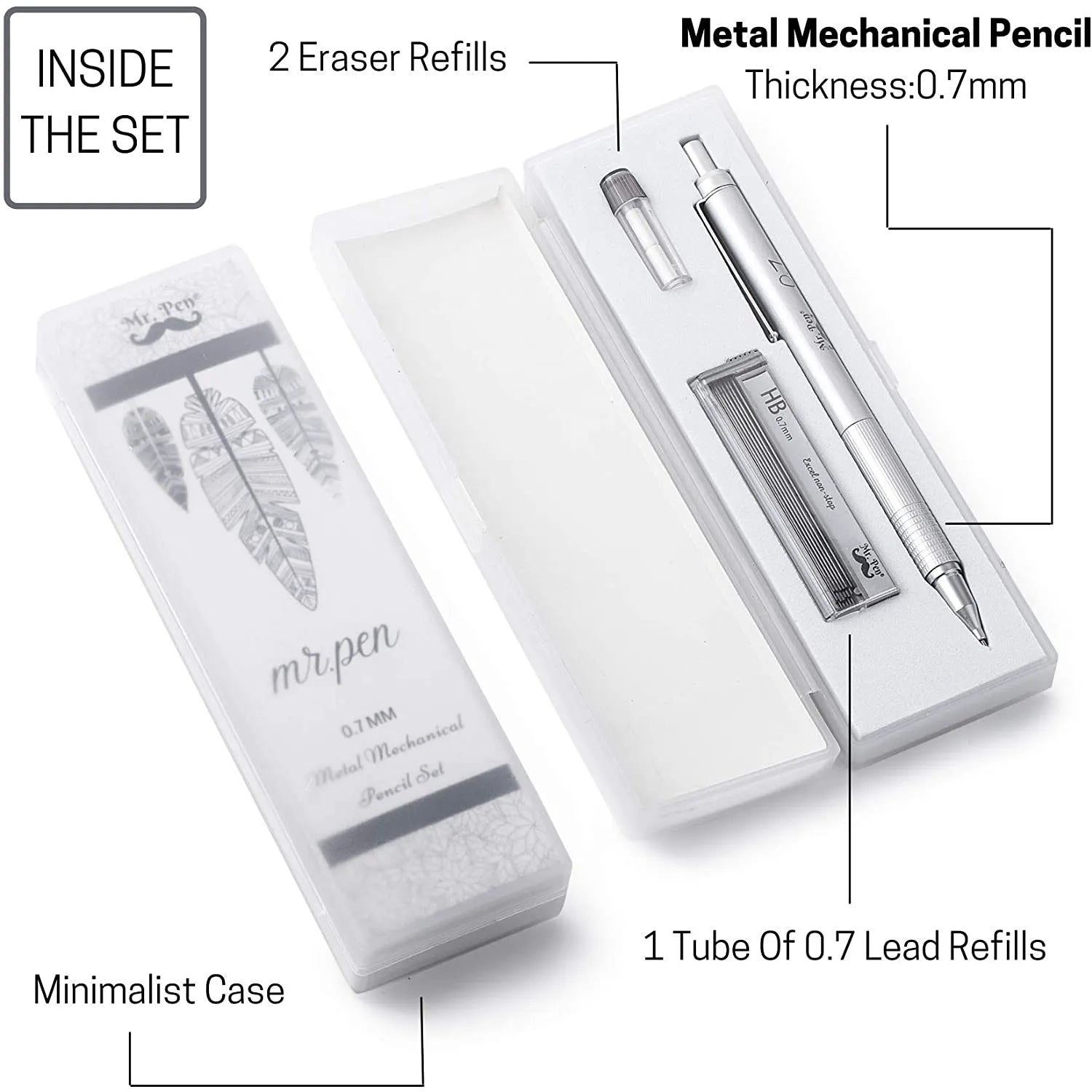 All-Metal Mechanical Pencil with Case, 0.7mm, Gift-Ready