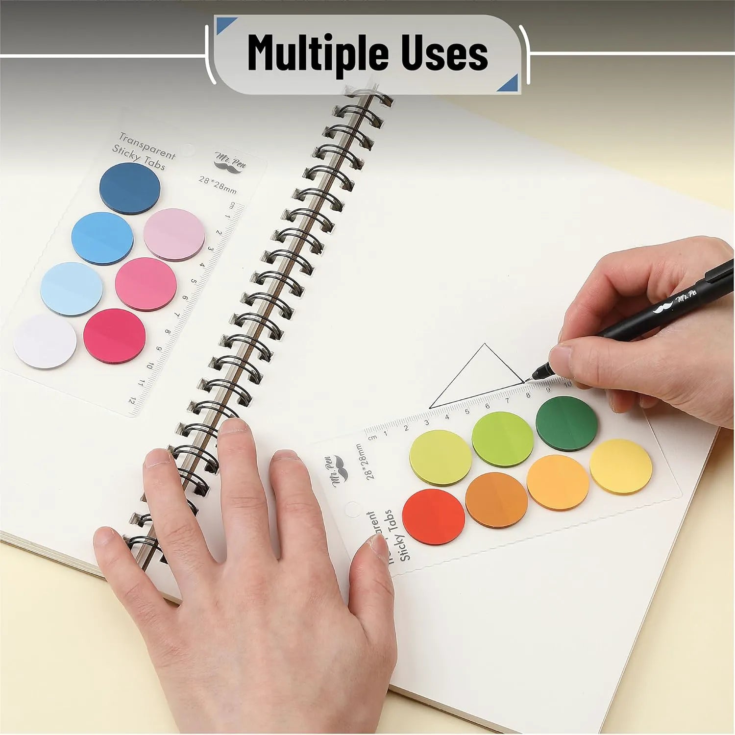 560 Pcs Transparent Round Sticky Notes, Assorted Colors, 28mm, with Quick-Dry Pen
