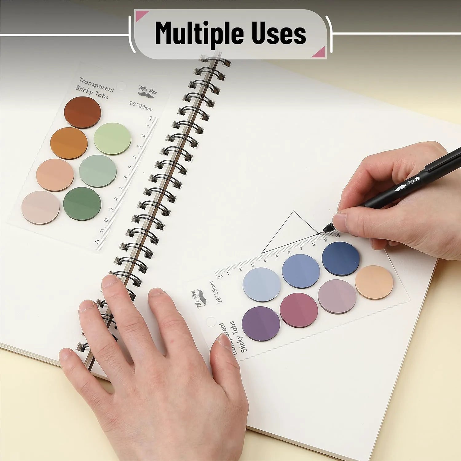 560 Pcs Transparent Round Sticky Notes, Assorted Colors, 28mm, with Quick-Dry Pen