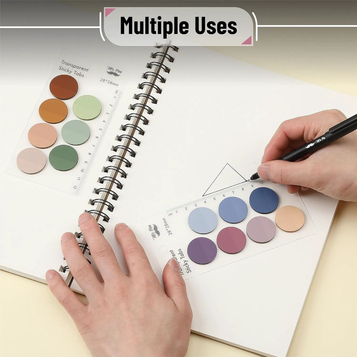 560 Pcs Transparent Round Sticky Notes, Assorted Colors, 28mm, with Quick-Dry Pen
