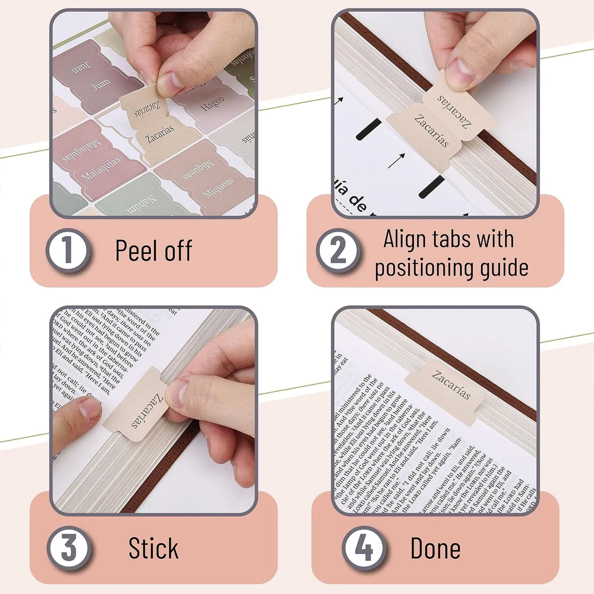 Boho Laminated Bible Tabs (75 pcs) for Old & New Testament - Easy Apply Journaling Supplies