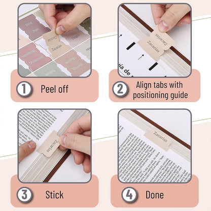 Boho Laminated Bible Tabs (75 pcs) for Old & New Testament - Easy Apply Journaling Supplies