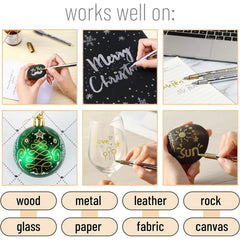 Metallic Paint Markers, 12 Pack, Gold & Silver, 1.5mm Fine Tip