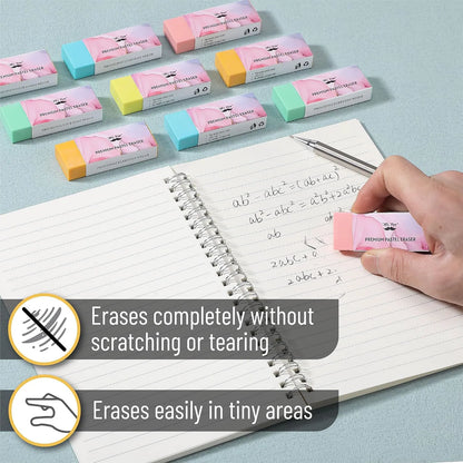 Large School Pencil Eraser (10 Pack) - Bright Colors
