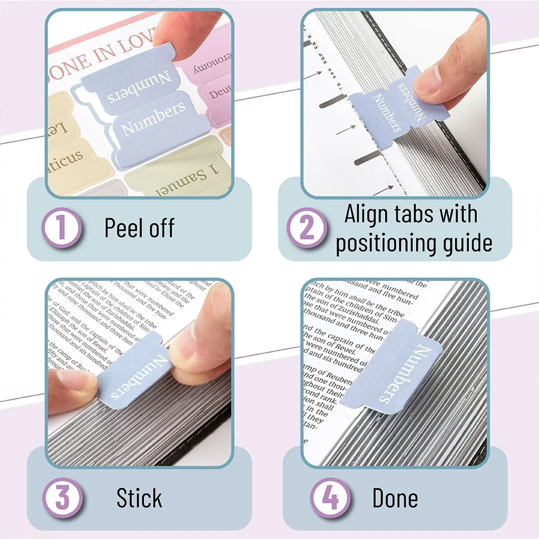 Bible Tabs - 75 Minimal Morandi Laminated Tabs, Easy Apply for Old & New Testament, Neutral Designs